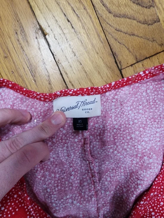 Universal Thread Red Patterned Button-Front Dress XS - Picture 2 of 2